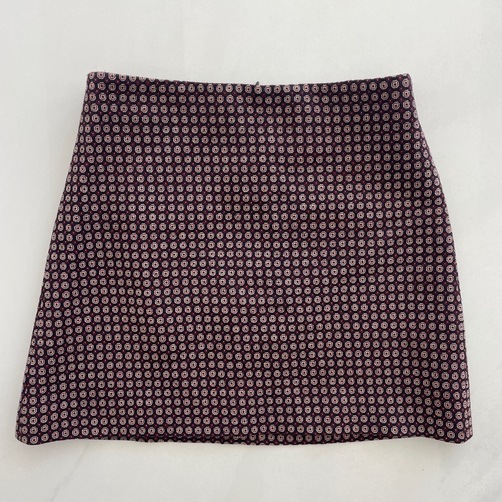 Theory High Waisted Wool Blend Patterned Skirt (Size 0)